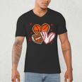 Valentines Baseball Basketball Football Heart Boy Men Men's V-Neck T-Shirt Valentines Baseball Basketball Football Heart Boy Men Men's V-Neck T-Shirt