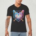 Valentines Baseball Heart Dripping Ice Cream Gen Z Alpha Men's V-Neck T-Shirt