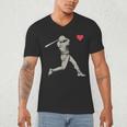 Valentines Day Baseball Batter Silhouette Heart Men Boy Kids Men's V-Neck T-Shirt Valentines Day Baseball Batter Silhouette Heart Men Boy Kids Men's V-Neck T-Shirt