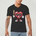 Valentines Day Heart Playing Baseball Boys Men Kids Girls Men's V-Neck T-Shirt