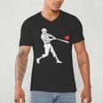 Valentines US Baseball Player Silhouette Heart Men's V-Neck T-Shirt Valentines US Baseball Player Silhouette Heart Men's V-Neck T-Shirt