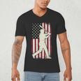 Vintage American Flag Baseball Batter Patriotic Home Run Men's V-Neck T-Shirt Vintage American Flag Baseball Batter Patriotic Home Run Men's V-Neck T-Shirt