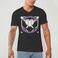 I Wear Purple For Alzheimers Awareness Baseball Heart Ribbon Men's V-Neck T-Shirt I Wear Purple For Alzheimers Awareness Baseball Heart Ribbon Men's V-Neck T-Shirt