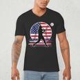 Women's Batter Patriotic American Flag Baseball Silks Men's V-Neck T-Shirt