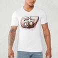 6 7 Six Seven American Baseball Graphic Men's V-Neck T-Shirt 6 7 Six Seven American Baseball Graphic Men's V-Neck T-Shirt