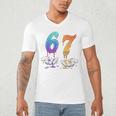 67 Meme Baseball Kids Girls Humor Number 6 7 Men's V-Neck T-Shirt