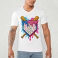 Baseball Boys Ice Cream Drip Baseball Men's V-Neck T-Shirt Baseball Boys Ice Cream Drip Baseball Men's V-Neck T-Shirt