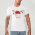 Baseball Christmas Reindeer Santa Hat Sports Player Xmas Men's V-Neck T-Shirt