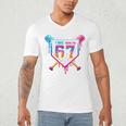 Baseball Drip I Was 6 Now I'm 7 67 Meme 7th Birthday Men's V-Neck T-Shirt Baseball Drip I Was 6 Now I'm 7 67 Meme 7th Birthday Men's V-Neck T-Shirt
