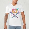 Baseball Drip 67 Six Seven Number 67 Player 67th Birthday Men's V-Neck T-Shirt