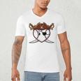Baseball Heart Pirate Hat Crossed Swords Men Boys Kids Youth Premium Tri-Blend Men's V-Neck T-Shirt