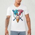 Baseball Ice Cream Drip 67 Six Seven Gen Alpha Slang Meme Men's V-Neck T-Shirt
