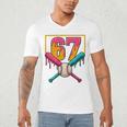 Baseball Ice Cream Drip Number 67 Player 67th Birthday Premium Tri-Blend Men's V-Neck T-Shirt Baseball Ice Cream Drip Number 67 Player 67th Birthday Premium Tri-Blend Men's V-Neck T-Shirt