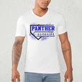 Blue Panther Baseball Home Plate Game Day Mascot Panther Men's V-Neck T-Shirt Blue Panther Baseball Home Plate Game Day Mascot Panther Men's V-Neck T-Shirt