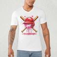 Boys Valentine Day Baseball Helmet Drip Ice-Cream Youth Kids Men's V-Neck T-Shirt Boys Valentine Day Baseball Helmet Drip Ice-Cream Youth Kids Men's V-Neck T-Shirt