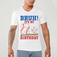 Bruh It's My 2nd Birthday Boy Baseball Themed Party Men's V-Neck T-Shirt Bruh It's My 2nd Birthday Boy Baseball Themed Party Men's V-Neck T-Shirt
