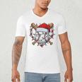 Christmas Baseball Santa Hat For Baseball Players Fans Men's V-Neck T-Shirt Christmas Baseball Santa Hat For Baseball Players Fans Men's V-Neck T-Shirt
