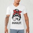 Classy Nana Life Soccer Messy Bun Baseball Mother's Day Men's V-Neck T-Shirt