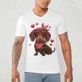 Dachshund Valentines Day Wiener Dog Lover Weenie Heart Raglan Baseball Tee Men's V-Neck T-Shirt Dachshund Valentines Day Wiener Dog Lover Weenie Heart Raglan Baseball Tee Men's V-Neck T-Shirt