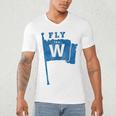 Fly The W Chicago Baseball Winning Flag Distressed Premium Tri-Blend Men's V-Neck T-Shirt