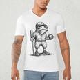 Frog Basketbal Men Women Grumpy Frog Playing Baseball Men's V-Neck T-Shirt Frog Basketbal Men Women Grumpy Frog Playing Baseball Men's V-Neck T-Shirt