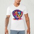 Gen Alpha Slang Ice Cream Drip Six Seven 67 Baseball Catcher Men's V-Neck T-Shirt Gen Alpha Slang Ice Cream Drip Six Seven 67 Baseball Catcher Men's V-Neck T-Shirt