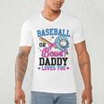 Gender Reveal Baseball Or Bows Daddy Loves You Men's V-Neck T-Shirt Gender Reveal Baseball Or Bows Daddy Loves You Men's V-Neck T-Shirt