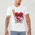 Heart Playing Baseball Valentines Day Men's V-Neck T-Shirt Heart Playing Baseball Valentines Day Men's V-Neck T-Shirt