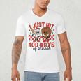 I Just Hit 100 Days Of School Baseball 100th Day Teacher Kid Men's V-Neck T-Shirt I Just Hit 100 Days Of School Baseball 100th Day Teacher Kid Men's V-Neck T-Shirt