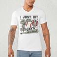 I Just Hit 100 Days Of School Teacher Baseball Boys Kids Men's V-Neck T-Shirt I Just Hit 100 Days Of School Teacher Baseball Boys Kids Men's V-Neck T-Shirt
