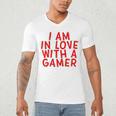 I Am In Love With A Gamer Cute Valentines Day Gamer Couple Raglan Baseball Tee Men's V-Neck T-Shirt