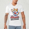 Take Meowt To The Ball Game Tee Slugger Cat Baseball Men's V-Neck T-Shirt