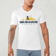 Milwaukee Baseball Minimalist City Skyline Baseball Lover Men's V-Neck T-Shirt