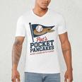 Pat's Pocket Pancakes Flag Baseball On Pancake Men's V-Neck T-Shirt Pat's Pocket Pancakes Flag Baseball On Pancake Men's V-Neck T-Shirt