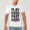Play Hard Pray Hard Youth Boy Christian Baseball Jesus Men's V-Neck T-Shirt