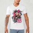 Punk Girl With Anger Kanji And Baseball Bat Men's V-Neck T-Shirt