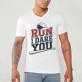Run I Dare You Baseball Catcher Player Fan Men's V-Neck T-Shirt Run I Dare You Baseball Catcher Player Fan Men's V-Neck T-Shirt