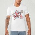 Santa Playing Baseball Catcher Merry Christmas Sport Player Men's V-Neck T-Shirt Santa Playing Baseball Catcher Merry Christmas Sport Player Men's V-Neck T-Shirt