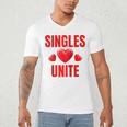 Singles Unite Valentines Day Humor For Singles Raglan Baseball Tee Men's V-Neck T-Shirt Singles Unite Valentines Day Humor For Singles Raglan Baseball Tee Men's V-Neck T-Shirt