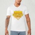 Strike Out Childhood Cancer Boys Baseball Drip Gold Ribbon Men's V-Neck T-Shirt