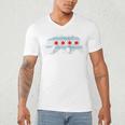 Sweet Vintage Retro Chicago City Flag Bear Print Raglan Baseball Tee Men's V-Neck T-Shirt