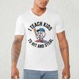 I Teach Kids To Hit And Steal Baseball Softball Coach Men's V-Neck T-Shirt I Teach Kids To Hit And Steal Baseball Softball Coach Men's V-Neck T-Shirt