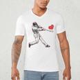 Valentines Baseball Batter Heart Player Silhouette Premium Tri-Blend Men's V-Neck T-Shirt Valentines Baseball Batter Heart Player Silhouette Premium Tri-Blend Men's V-Neck T-Shirt