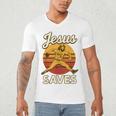 Youth Boy Baseball Jesus Saves Christian Baseball Religious Men's V-Neck T-Shirt