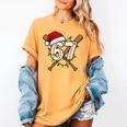 67 Baseball Xmas Lights Santa Hat Holiday Women's Comfort Colors T-Shirt Mustard