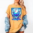 Baseball Drip Ice Cream Blue Glow Melt Ball Graphic Women's Comfort Colors T-Shirt Mustard Baseball Drip Ice Cream Blue Glow Melt Ball Graphic Women's Comfort Colors T-Shirt Mustard