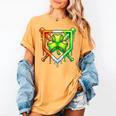 Baseball Drip Ice Cream St Patricks Day Shamrock Lucky Women's Comfort Colors T-Shirt Mustard Baseball Drip Ice Cream St Patricks Day Shamrock Lucky Women's Comfort Colors T-Shirt Mustard