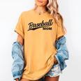 Baseball Mom 1970s Retro Cursive Font Women's Comfort Colors T-Shirt Mustard