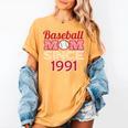 Baseball Mom Since 1991 Women's Comfort Colors T-Shirt Mustard