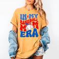 In My Baseball Mom Era Groovy Baseball Mother's Day US Flag Women's Comfort Colors T-Shirt Mustard